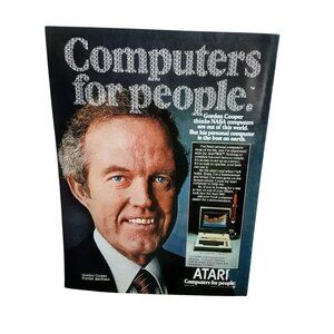 1981 Atari Computer Vintage Print Ad – Gordon Cooper NASA Endorsement, Retro Tec